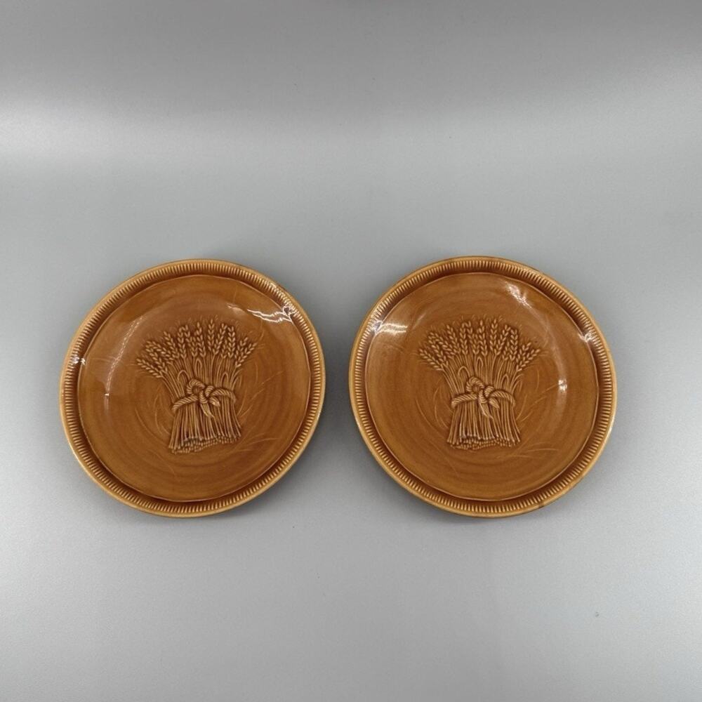 Vintage Franciscan Wheat Harvest Golden Brown Bread and Butter Plate Set Of 2